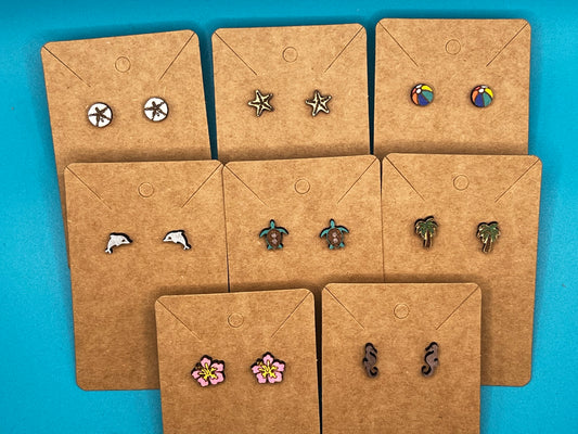 Stud Earrings - Engraved/Cut & Hand Painted