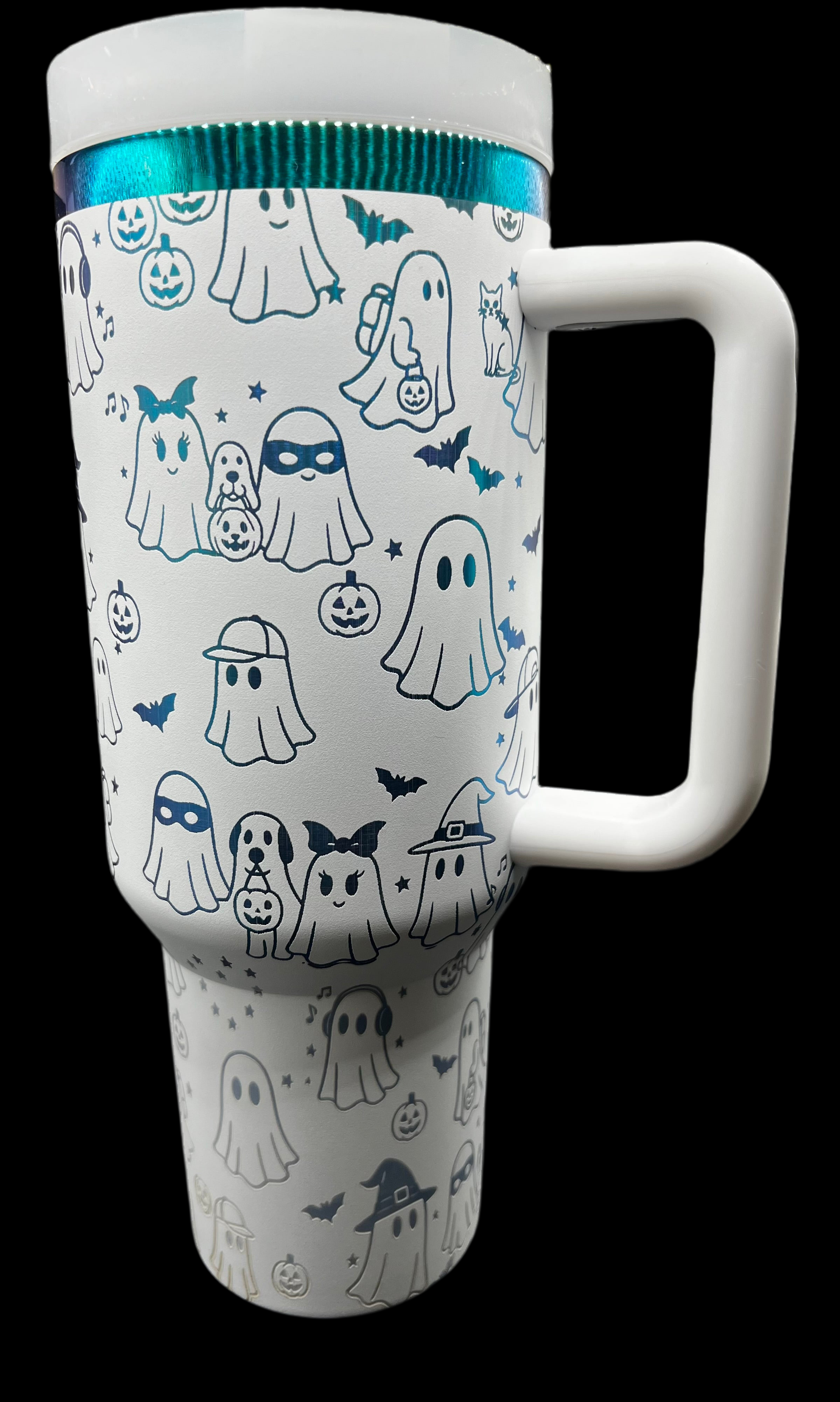 40 oz Rainbow Plated “Cute Ghosts” Full-wrap Tumbler