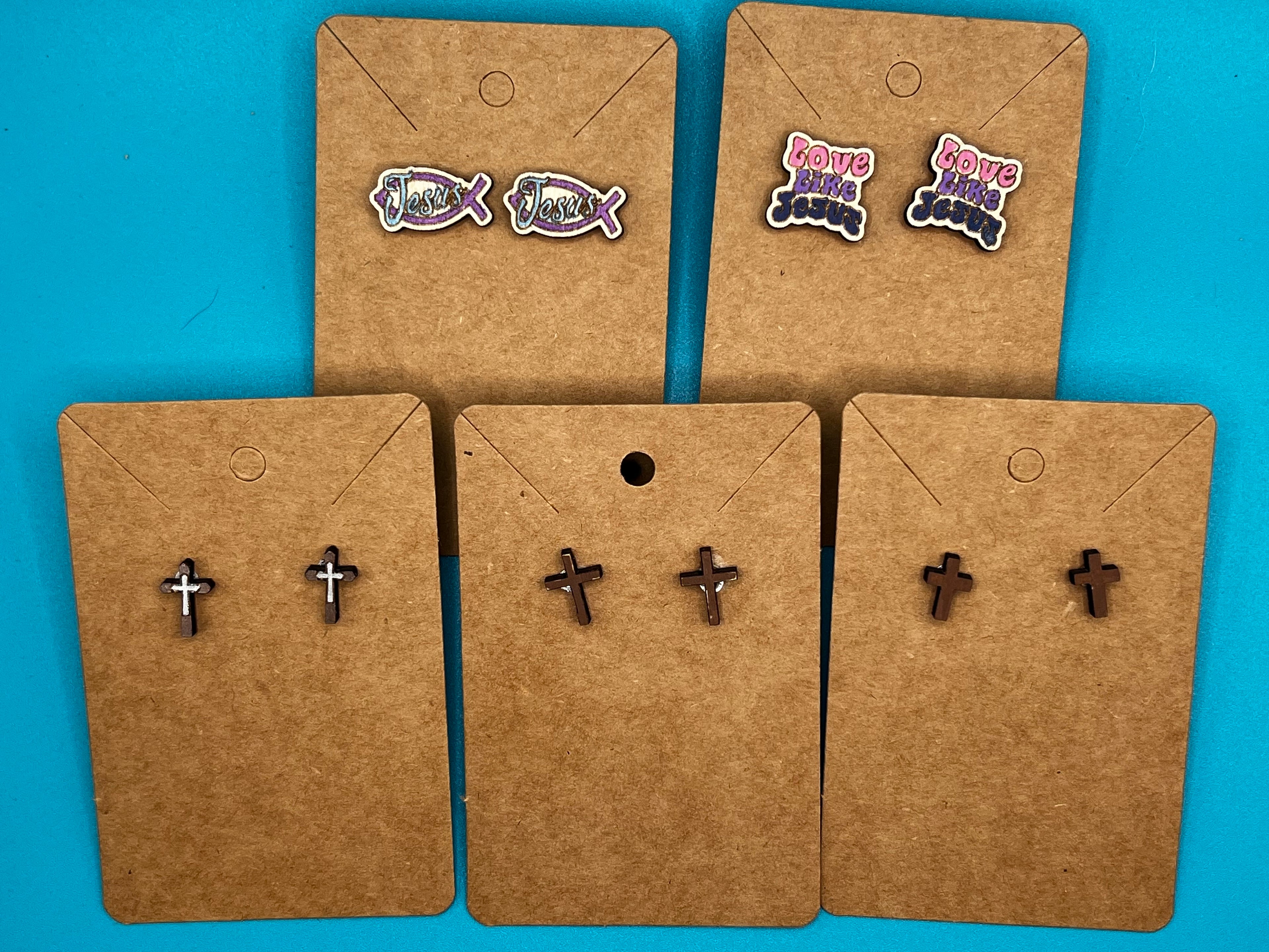 Stud Earrings - Engraved/Cut & Hand Painted