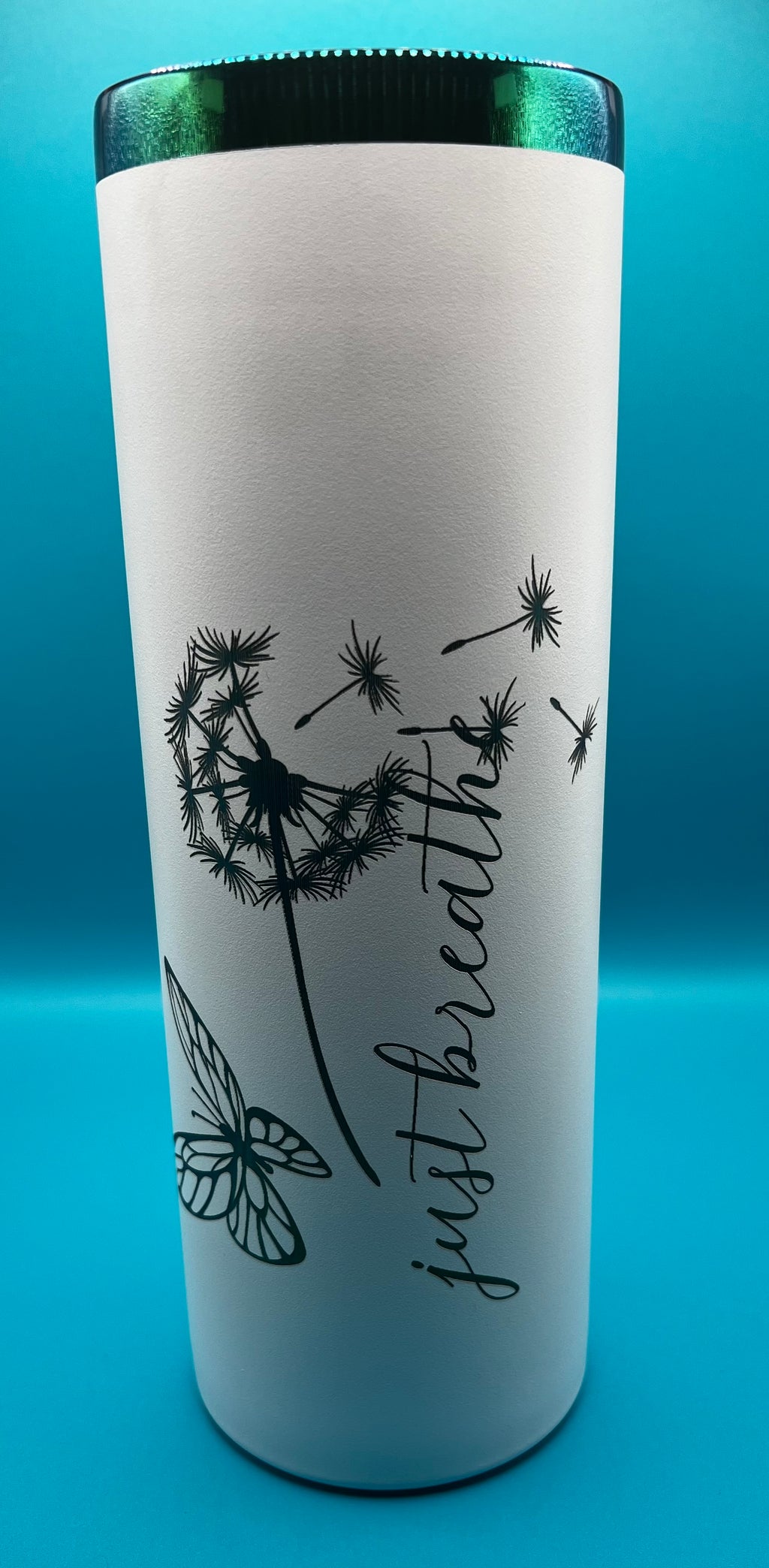 20 oz Skinny - “Just Breathe” - Rainbow Plated Tumbler