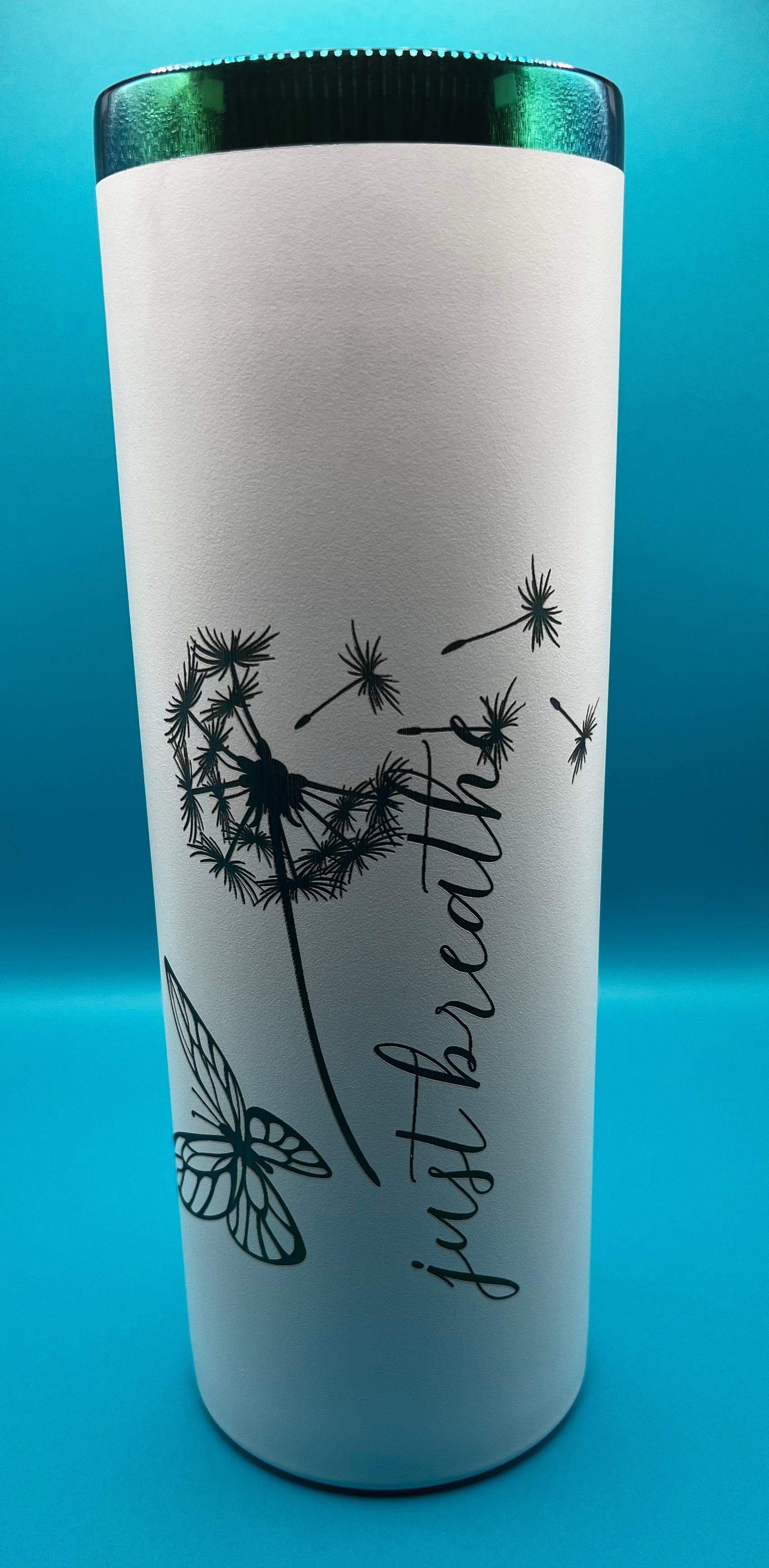 20 oz Skinny - “Just Breathe” - Rainbow Plated Tumbler