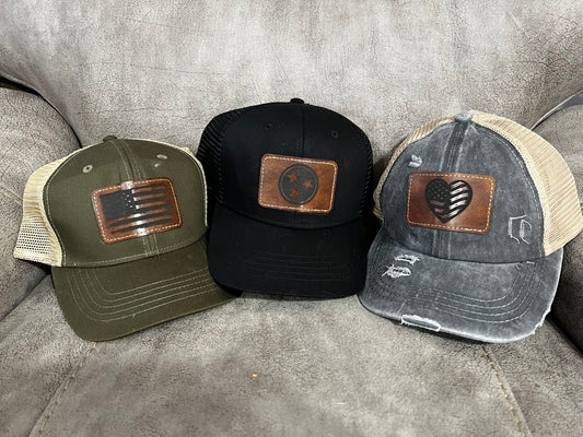 Men's Retrotrucker Multicam Snapback hat w/Leather Patch