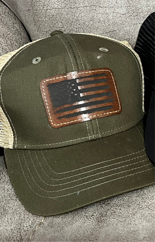 Men's Retrotrucker Multicam Snapback hat w/Leather Patch