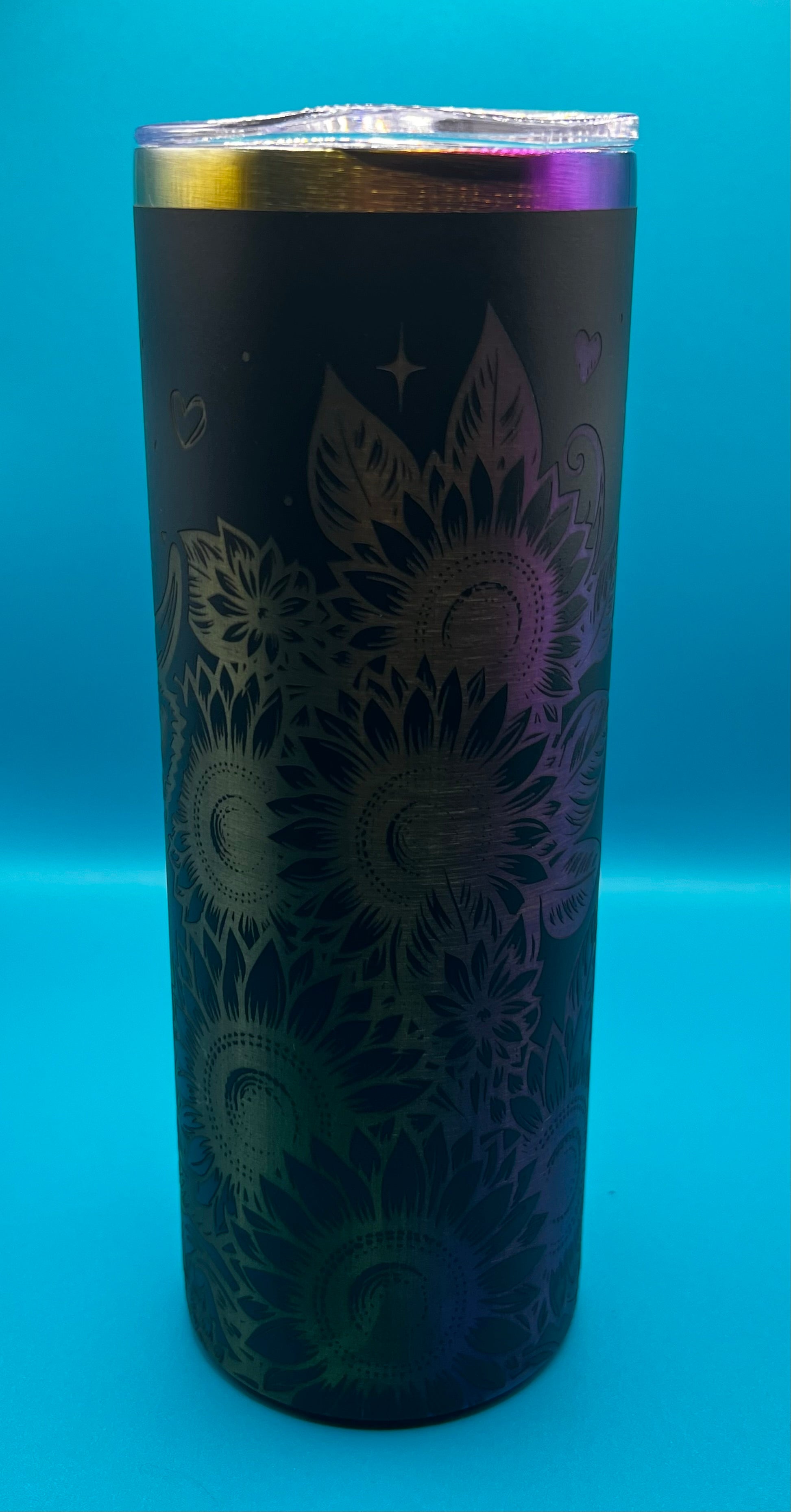 20 oz Skinny “Highland Cow” - Rainbow Plated Full Wrap Tumblers