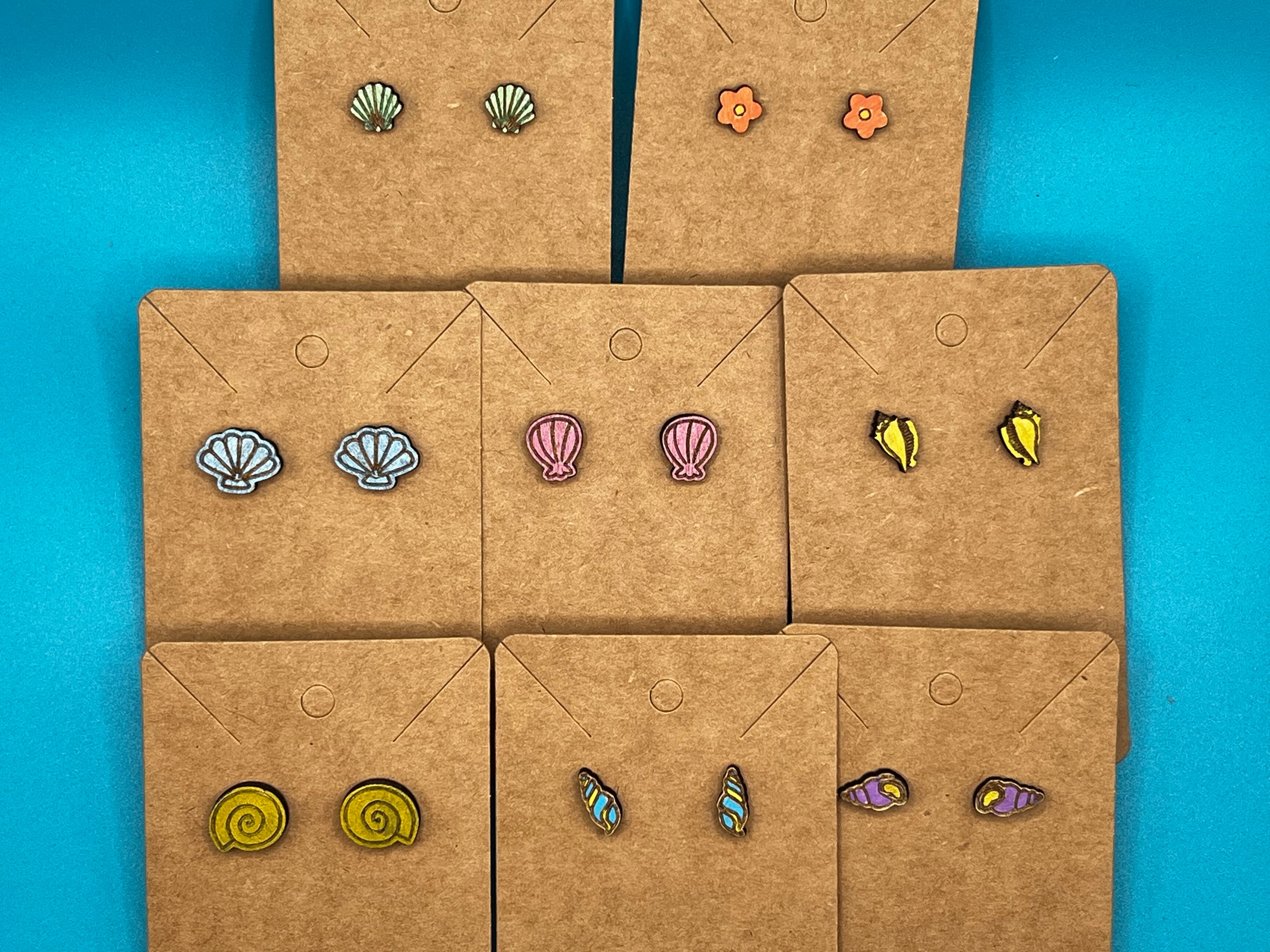 Stud Earrings - Engraved/Cut & Hand Painted