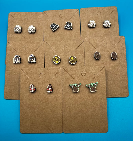 Stud Earrings - Engraved/Cut & Hand Painted