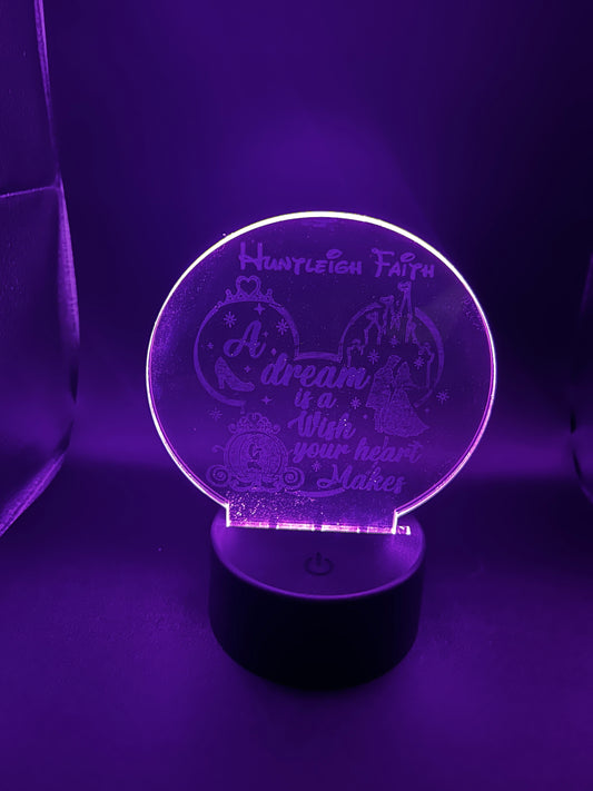 Acrylic 3D LED Night Lights w/Remote (Round)