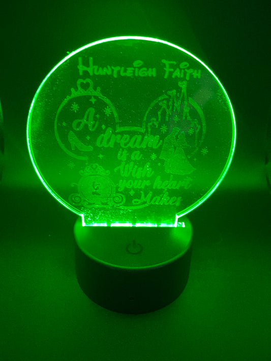 Acrylic 3D LED Night Lights w/Remote (Round)