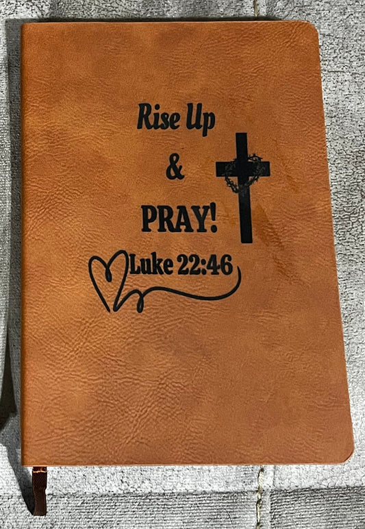 Engraved Leather Journal - Rise Up & Pray