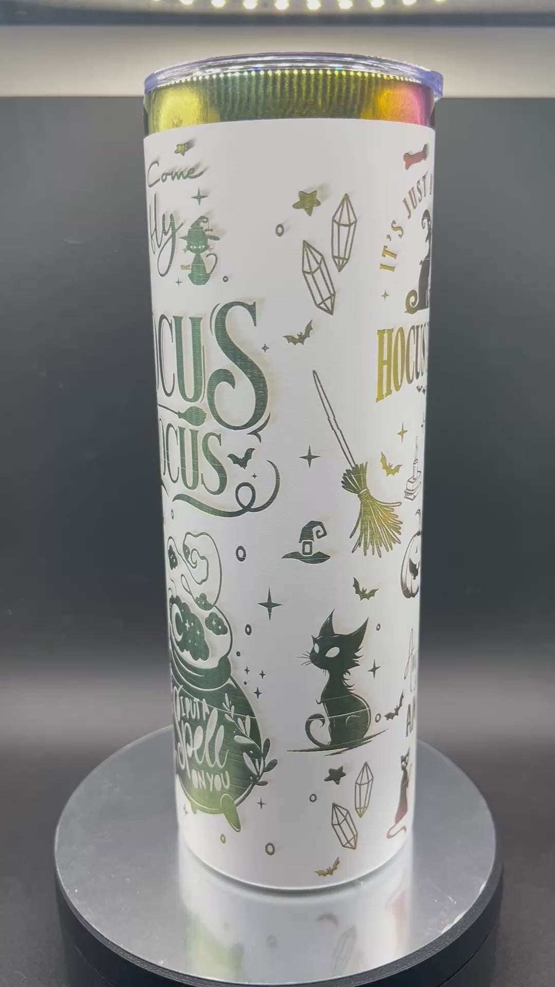 20 oz Skinny “Hocus Pocus” Rainbow Plated Full-wrap Tumbler