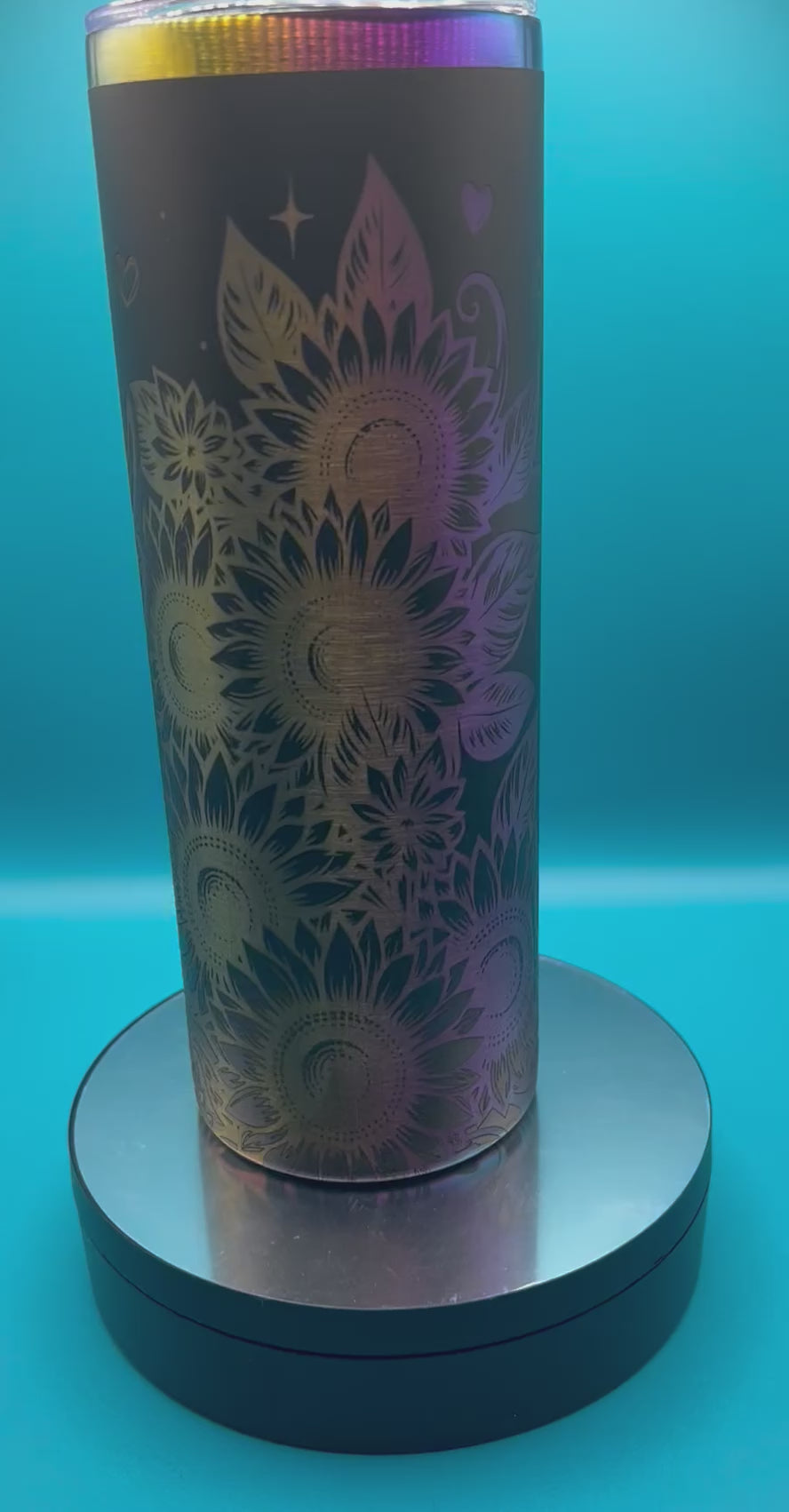 20 oz Skinny “Highland Cow” - Rainbow Plated Full Wrap Tumblers